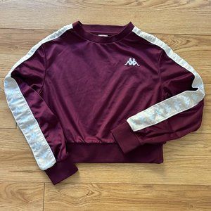 KAPPA Crop Top Womens/Girls XS Red Pink Logo Cropped Top Sweatshirt Long Sleeve